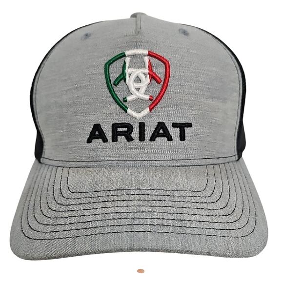 Ariat Baseball Cap Green White Red Mexican Flag Color Embroidered Logo Spellout - Picture 2 of 7
